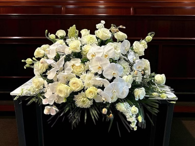 White Silk Casket Flowers